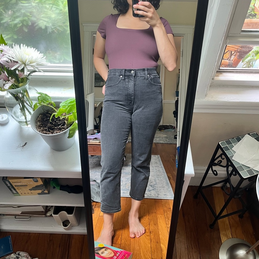 high waisted, black madewell jeans